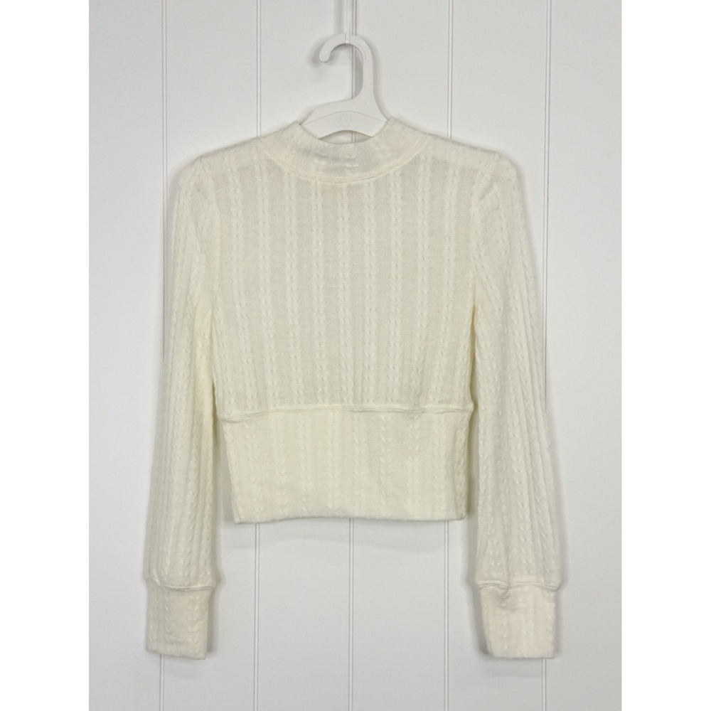 Band‎ of the Free Raquel Sweater XS Ivory Cable Knit Mock Neck Cropped NWT